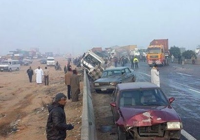 حادث التصادم علي طريق القاهرة الإسكندرية الصحراوى
