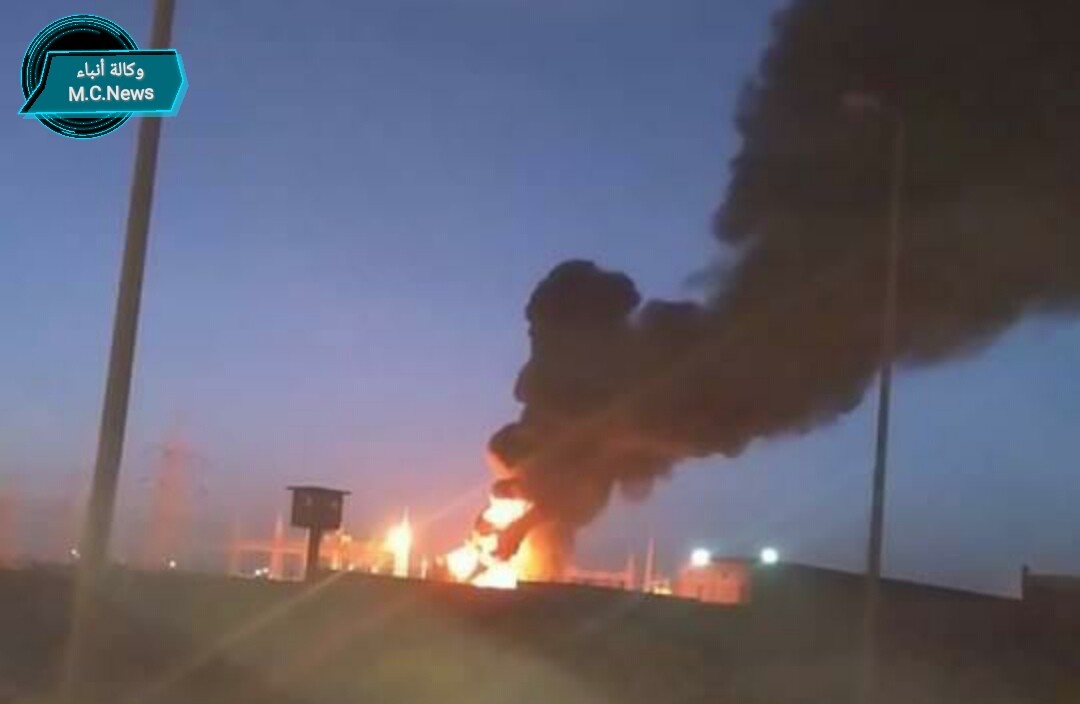 اللقطات الأولي لحريق داخل محطة كهرباء 6 اكتوبر