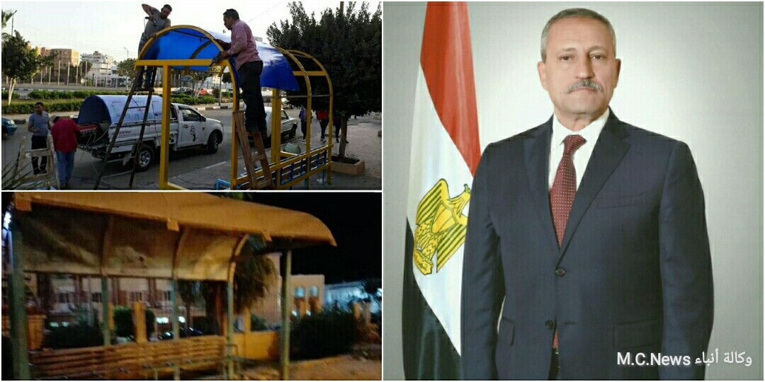 محافظ الإسماعيلية ومظلات المشاة قبل وبعد التجديد (تعبيرية)