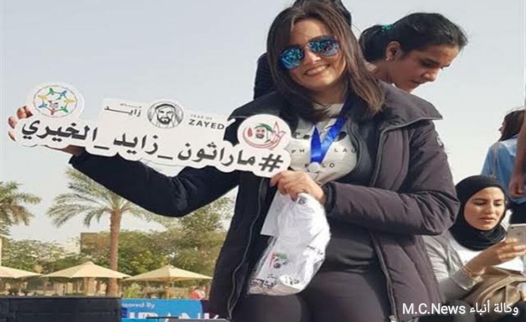 الفنانة بشري أثناء مشاركتها قبل سابق فى المارثون