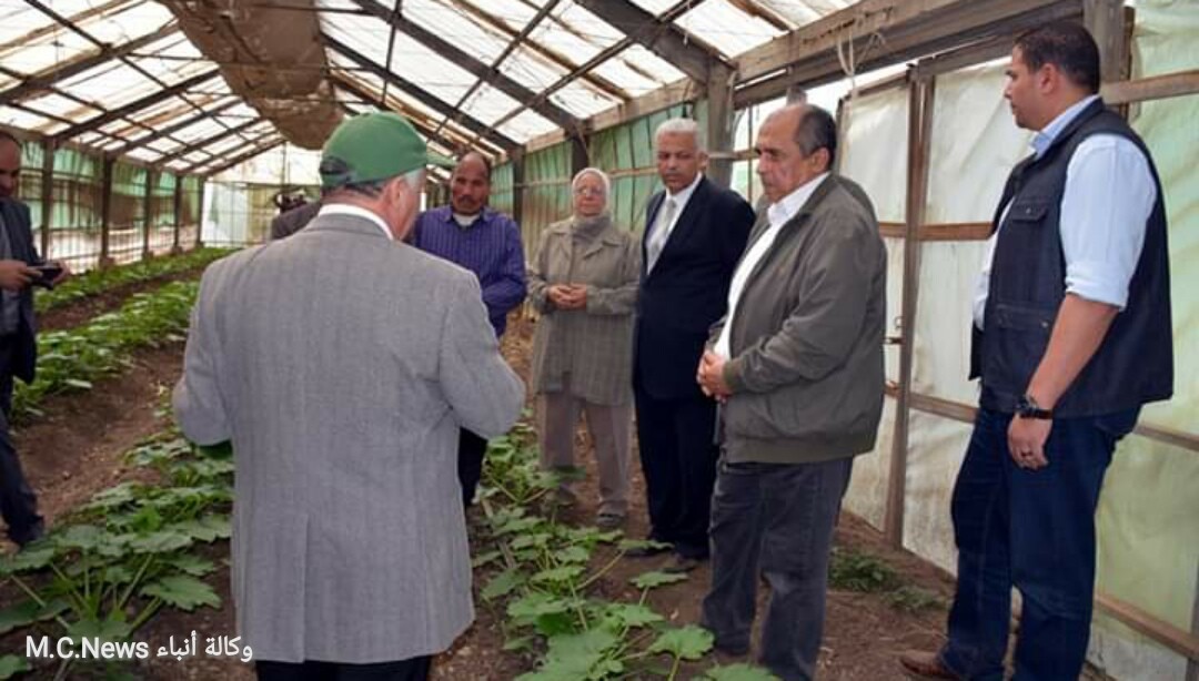 وزير الزراعة أثناء تفقد إحدي الصوب الزراعية بقها