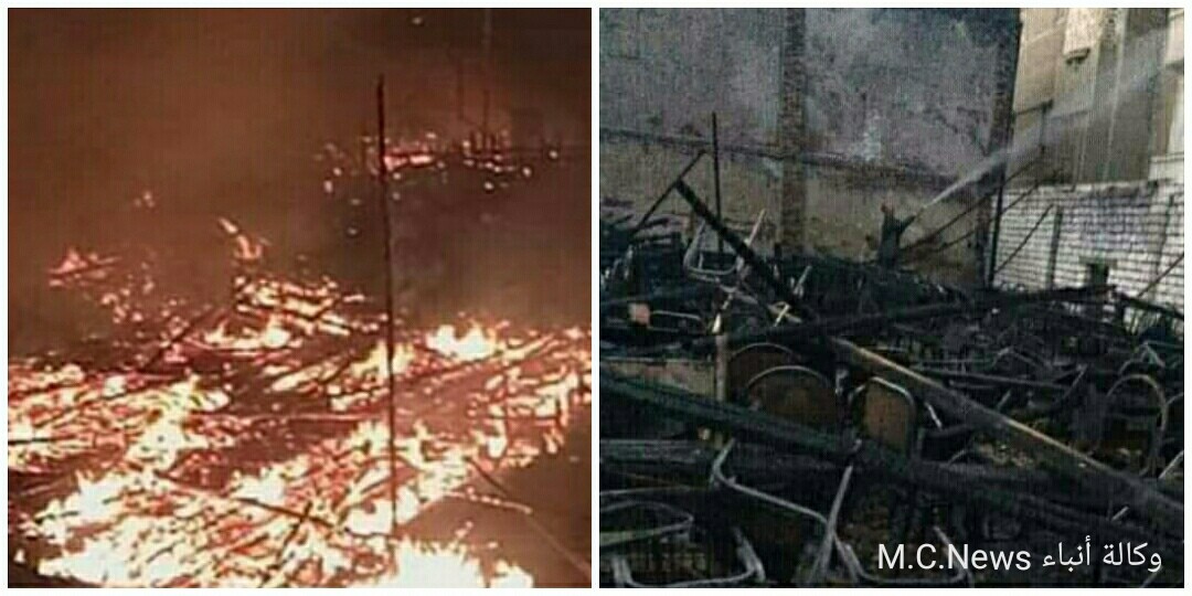 حريق يلتهم خيمة الصلاة بكنيسة مارجرجس بمركز مطاي بالمنيا